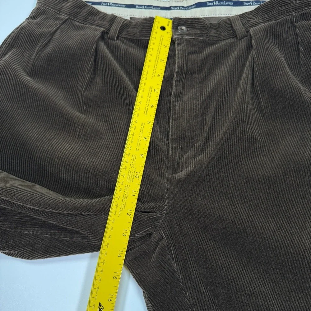 Polo Ralph Lauren Cords Corduroy Pants Mens 38x29.5 Brown Pleated Wide Wale 90s